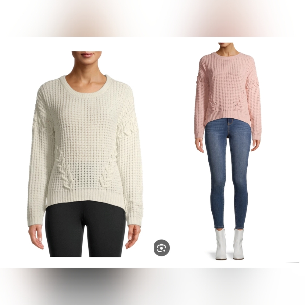 No Boundaries Juniors White Knit Sweater
